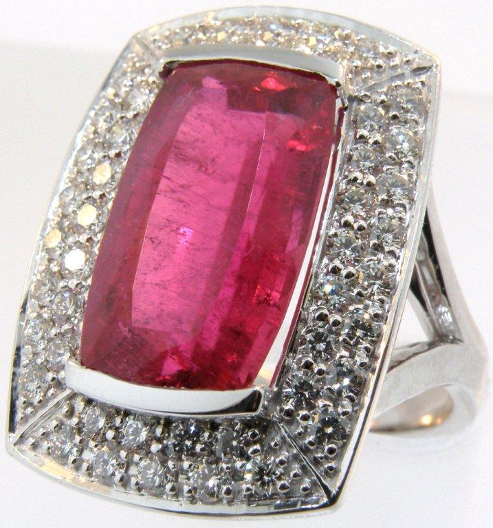 Pink Tourmaline and Diamond Ring