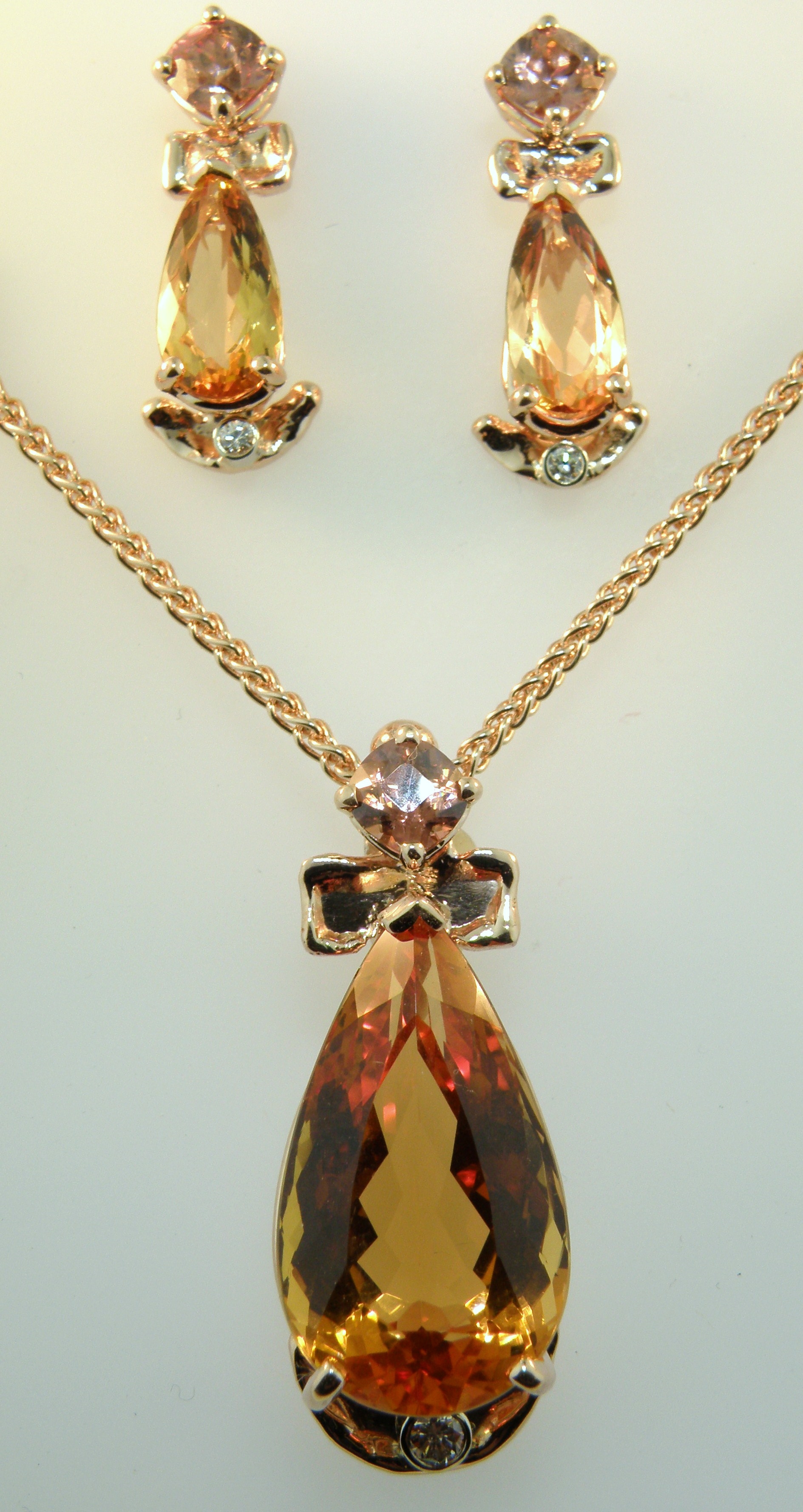 Imperial Topaz Pendant and Earring Set