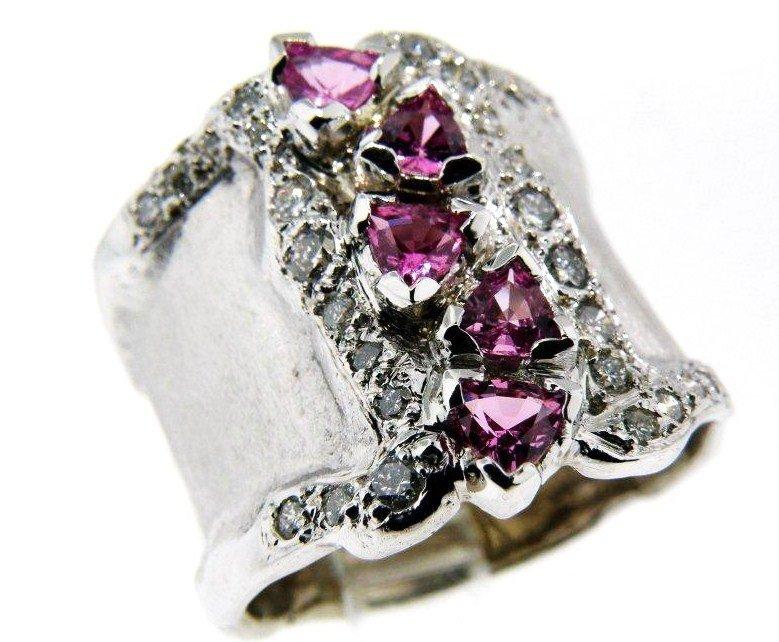 Pink Sapphire and Diamond Ring