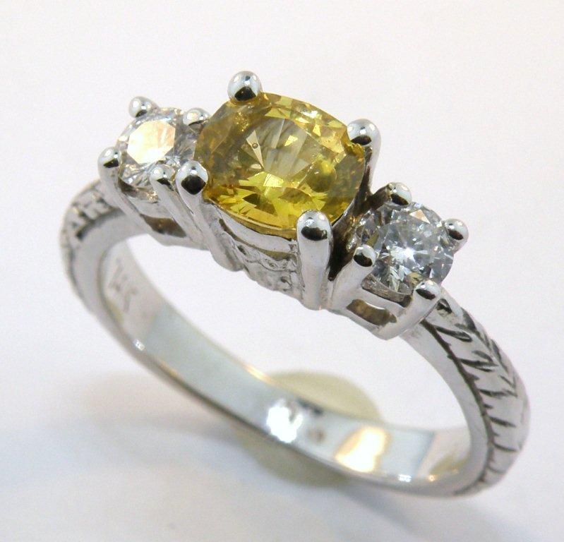 Yellow Sapphire and Diamond Ring