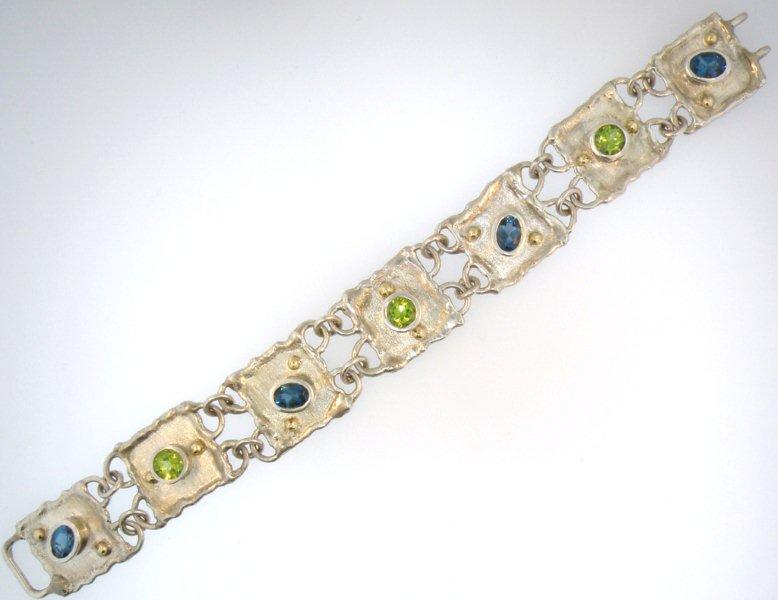 London Blue Topaz and Peridot Link Bracelet