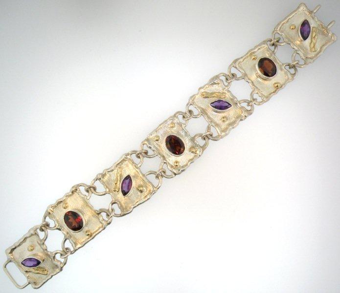 Mozambique Garnet and Amethyst Link Bracelet